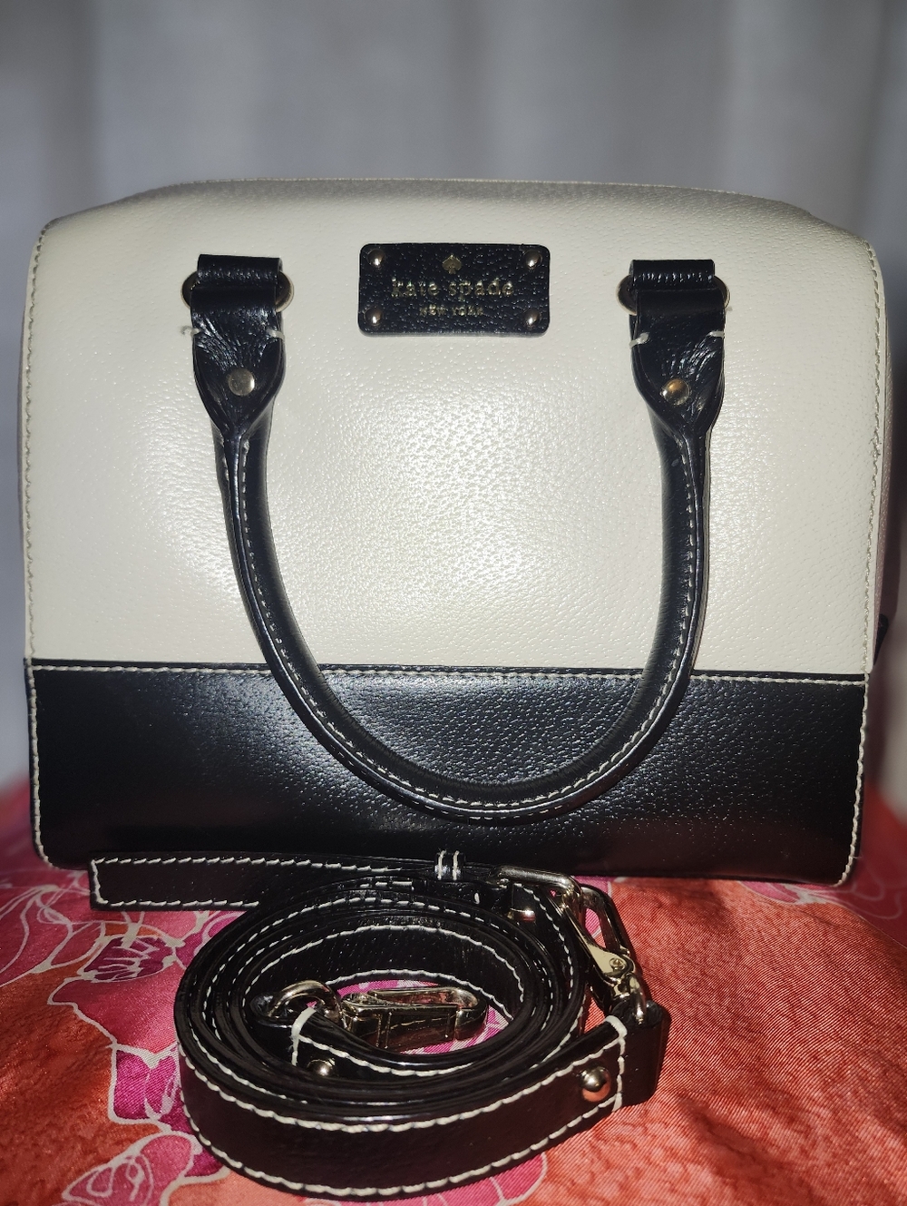 Kate Spade Berkley Lane Alessa Satchel In Porcelain And Black Colorblock
